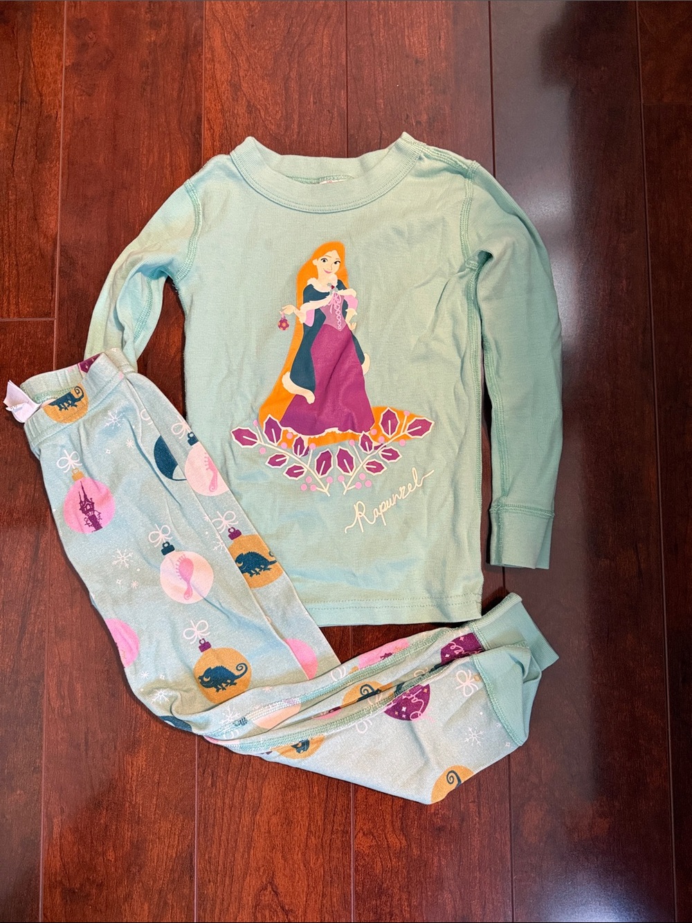Hanna Andersson Mint Green and Purple Rapunzel Girls Pajama Set